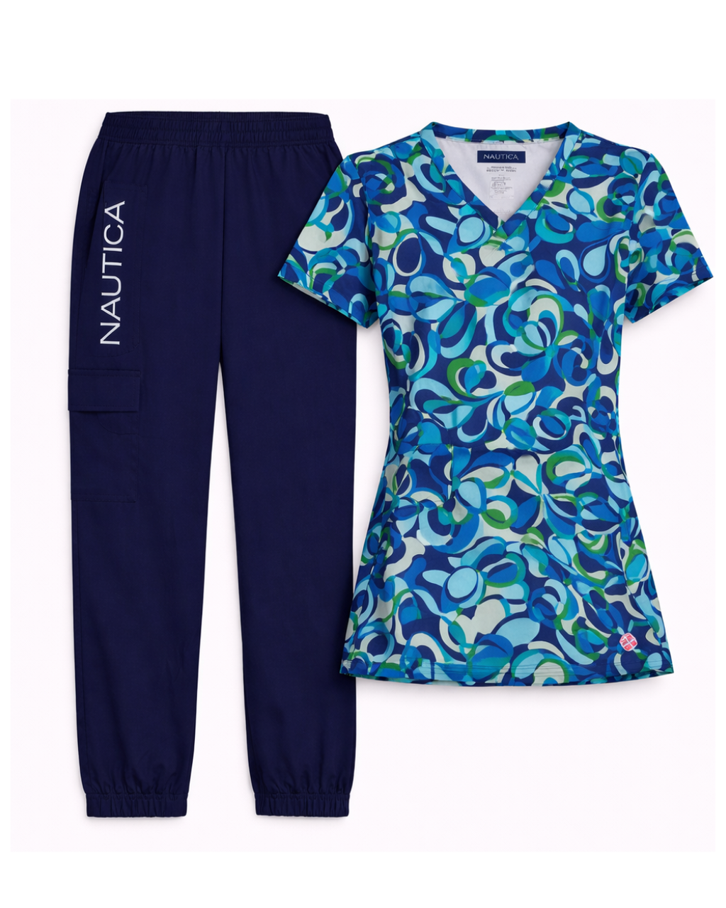 Uniforme Médico NAUTICA Estampado Azul con Pantalón Jogger
