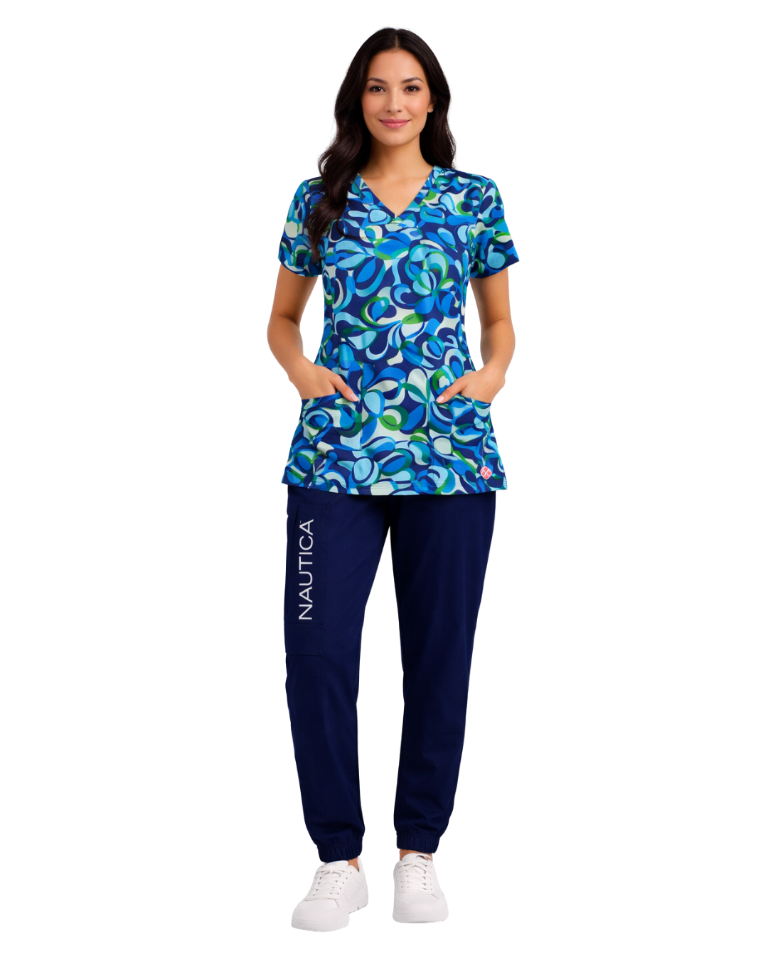 Uniforme Médico NAUTICA Estampado Azul con Pantalón Jogger