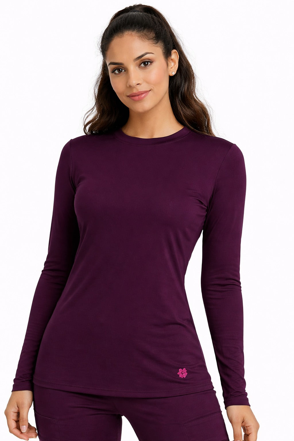 Camiseta Clínica Femenina Manga Larga Vino